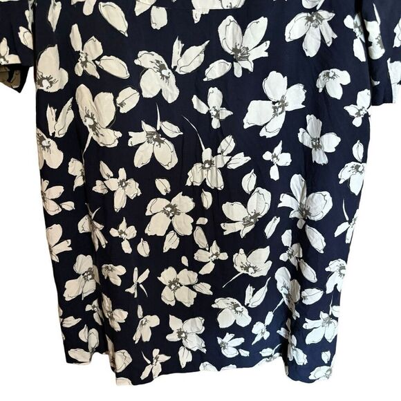 J Jill Shift Dress Womens XL Multicolor Floral Artsy Midi Split Neck - Picture 4 of 8